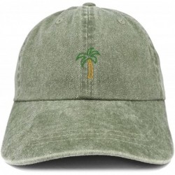 Baseball Caps Palm Tree Embroidered Washed Cotton Adjustable Cap - Olive - CS185LUS4SQ $34.13