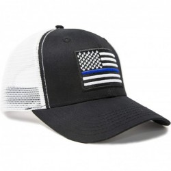 Baseball Caps American Flag Thin Blue Line Police Trucker Baseball Snapback Hat - C618AQXKIHY $27.07