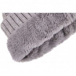 Skullies & Beanies Women Winter Cable Knit Fleece Lined Warm Pom Pom Beanie Hat - Single Pom_grey - CV192SRHLLO $18.97