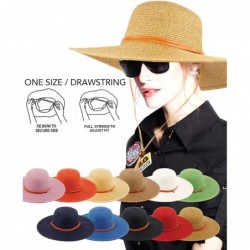 Sun Hats Women's Wide Brim Braided Sun Hat with Wind Lanyard Rated UPF 50+ Sun Protection-FL2403 - Orange - CF182XU8KLU $23.55