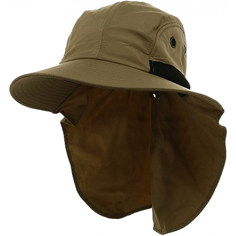 Sun Hats 4 Panel Quick Dry Out Moisture Large Bill Flap Hat Sun Cap (Khaki) - C911LHJZBTP $13.65