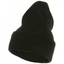 Skullies & Beanies Fleece Lined Cuff Plain Beanie - Black - Black - CU114YSOQAP $31.31