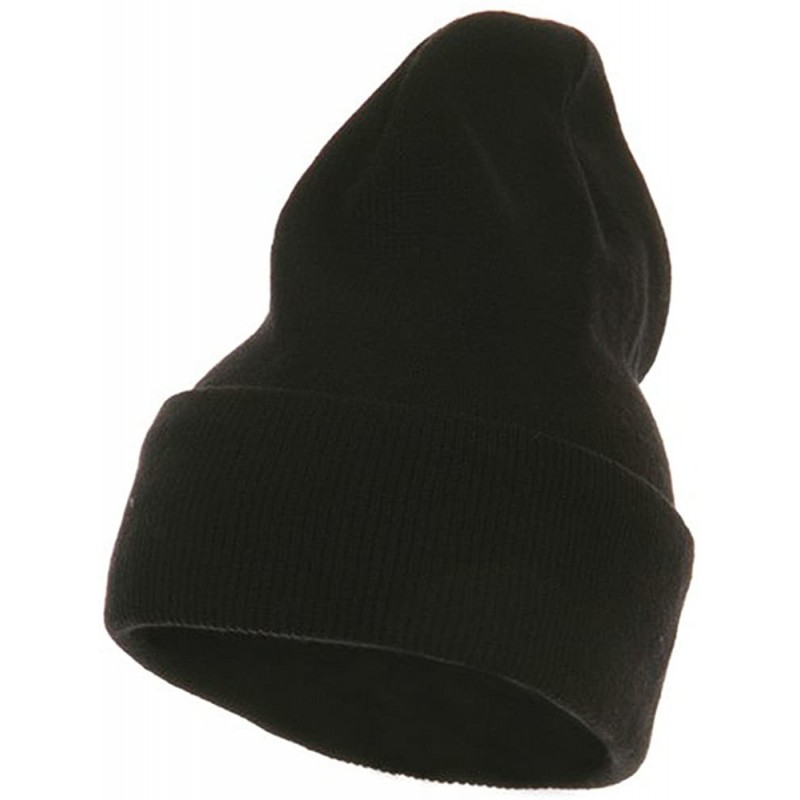 Skullies & Beanies Fleece Lined Cuff Plain Beanie - Black - Black - CU114YSOQAP $22.91