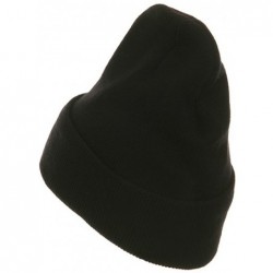 Skullies & Beanies Fleece Lined Cuff Plain Beanie - Black - Black - CU114YSOQAP $22.91