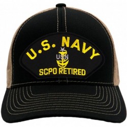 Baseball Caps US Navy SCPO Retired Hat/Ballcap Adjustable One Size Fits Most - Mesh-back Black & Tan - C518OQ4RUI8 $47.75