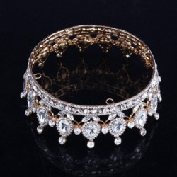 Headbands Vintage Wedding Crystal Rhinestone Crown Bridal Queen King Tiara Crowns-Gold red - Gold red - CN18WU4M6O4 $72.82