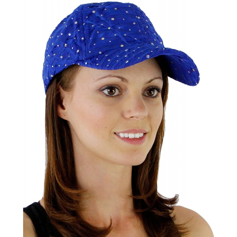 Baseball Caps Glitter Sequin Trim Baseball Cap One Size - Royal Blue - C41185BCDH1 $15.56