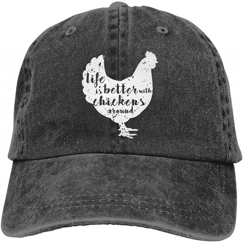 Baseball Caps Life is Better with Chickens Around Vintage Adjustable Ponytail Cowboy Cap Gym Caps for Female Women Gifts - CI...