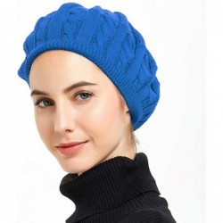 Berets Womens Snood Hairnet Headcover Knit Beret Beanie Cap Headscarves Turban-Cancer Headwear for Women - Blue - CI180LD2CL4...