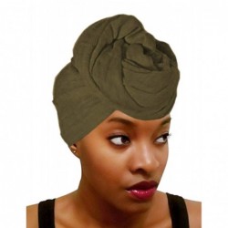 Headbands Women's Jersey Hijab Scarves Cotton Fashion Long Turban Head Wrap Shawls Army Green - CS1996TRY46 $23.81