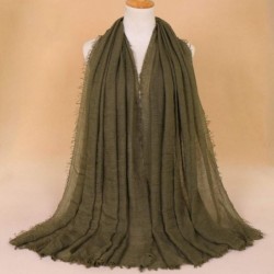 Headbands Women's Jersey Hijab Scarves Cotton Fashion Long Turban Head Wrap Shawls Army Green - CS1996TRY46 $15.15