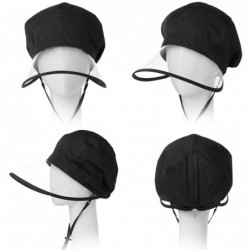 Rain Hats Women Waterproof Rain Hat Protection Chin Strap Trasparent Visible Visor - 99073_black - CF18RUH8TQM $35.42