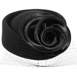 Berets Fascinator Hats Pillbox Hat with Veil Wedding Tea Party Derby Hats - CX12HAWID37 $63.42