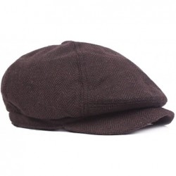 Newsboy Caps Mens Vintage Style Cloth Cap Hat Twill Cabbie/Hunting Hat Newsboy Beret Cap - Brown - CZ1895RWAQZ $19.07