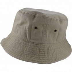 Bucket Hats 100% Cotton Packable Fishing Hunting Summer Travel Bucket Cap Hat - Khaki - CP18DMQAOAX $33.51
