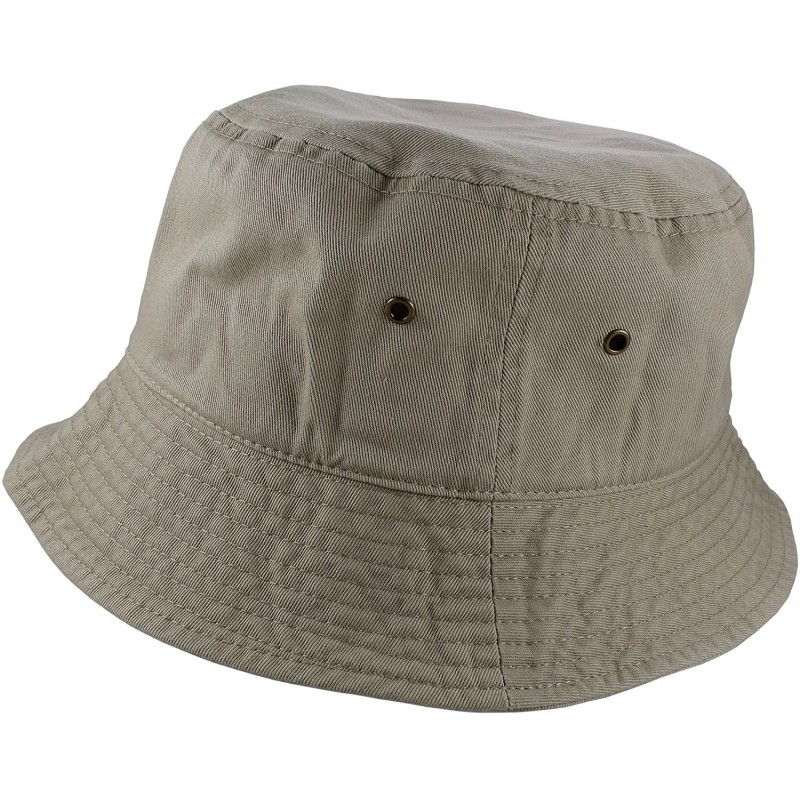 Bucket Hats 100% Cotton Packable Fishing Hunting Summer Travel Bucket Cap Hat - Khaki - CP18DMQAOAX $22.34