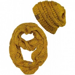 Skullies & Beanies Soft Stretch Colorful Confetti Cable Knit Beanie and Infinity Loop Scarf Set - Mustard - CY18KI264G6 $50.65