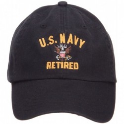 Baseball Caps US Navy Retired Military Embroidered Washed Cap - Black - C0126E9CETH $51.09