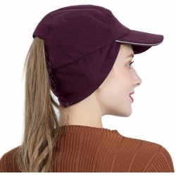Baseball Caps Womens Winter Fleece Ponytail Cap with Drop Down Ear Warmer Messy Bun Baseball hat - Purple - CN18AOAN5TE $22.17