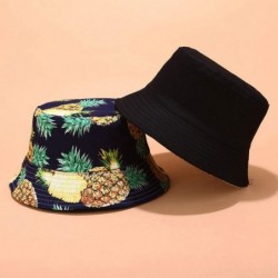 Bucket Hats Banana Print Bucket Hat Fruit Pattern Fisherman Hats Summer Reversible Packable Cap - Pineapple Navy - CF18RMZQH8...