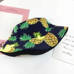 Bucket Hats Banana Print Bucket Hat Fruit Pattern Fisherman Hats Summer Reversible Packable Cap - Pineapple Navy - CF18RMZQH8...
