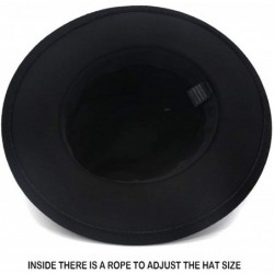 Fedoras Womens Fedora Hats with Belt Buckle Wide Brim Panama Fedora Cap - Black - C218HCTGHIS $18.70