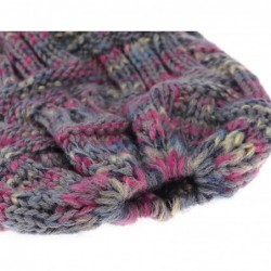 Skullies & Beanies Women's Ponytail Beanie Hat Soft Stretch Cable Knit Hat Warm Winter Hat - Rainbow - CL18AQTMK9G $13.44