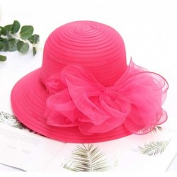 Sun Hats Casual Women's Church Derby Dress Fascinator Bridal Cap British Tea Party Wedding Sun Hat - Hot Pink - CS18TITCTLT $...