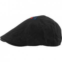Newsboy Caps Classic Solid Cotton Denim Newsboy Ivy Gatsby Cabbie Ascot Hat Cap Adjustable - (220) Black - CO18AWAUUSM $14.12