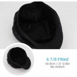 Newsboy Caps Women Linen Newsboy Cap Cabbie Hat 8 Panels - 6 7/8 Fitted - Black - CY18QIDUDUO $20.01