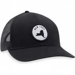 Baseball Caps NY Hat - New York Outline Trucker Hat Baseball Cap Snapback Golf Hat (Black) - CR18S9XIYEO $34.05