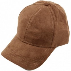 Baseball Caps Everyday Faux Suede 6 Panel Solid Suede Baseball Adjustable Cap Hat - Taupe - CO12KHU7FMZ $24.69