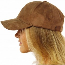 Baseball Caps Everyday Faux Suede 6 Panel Solid Suede Baseball Adjustable Cap Hat - Taupe - CO12KHU7FMZ $15.43