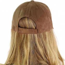Baseball Caps Everyday Faux Suede 6 Panel Solid Suede Baseball Adjustable Cap Hat - Taupe - CO12KHU7FMZ $15.43