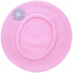 Berets Beaded Lavender Circle on Beret for Women 100% Cotton - Pink - CP18OTNQ5U3 $40.19