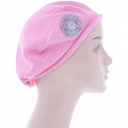 Berets Beaded Lavender Circle on Beret for Women 100% Cotton - Pink - CP18OTNQ5U3 $26.97