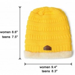 Skullies & Beanies Womens Ponytail Beanie Hats Warm Fuzzy Lined Soft Stretch Cable Knit Messy High Bun Cap - Yellow - CB18IOX...