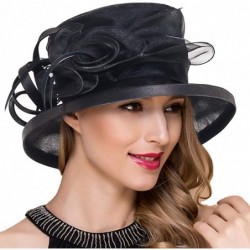 Bucket Hats Lady Church Derby Dress Cloche Hat Fascinator Floral Tea Party Wedding Bucket Hat S051 - S043-black - C818EHRACGI...