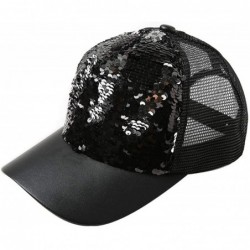 Headbands Women Adjustable Sequin Bling Tennis Baseball Cap Sun Cap Hat - Black - C0193XU3YSI $10.56