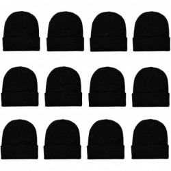 Skullies & Beanies Unisex Beanie Cap Knitted Warm Solid Color and Multi-Color Multi-Packs - 12 Pack - Black - CS187C4Y64M $45.13