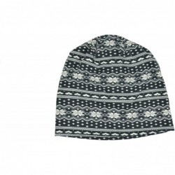 Skullies & Beanies Mosaic Patterned Beanie with Chevron Snowflakes Winter Style Fashion Hat Cap Beanie - Bk/Wt Snowflakes - C...