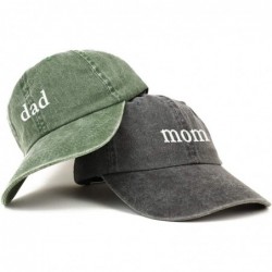 Baseball Caps Mom and Dad Pigment Dyed Couple 2 Pc Cap Set - Black Olive - CP18I7DDQ0Y $57.09