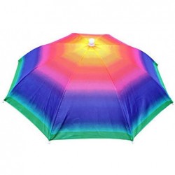 Rain Hats Adjustable Headband Sun Rain Outdoor Sport Foldable Fishing Umbrella Hat Cap - Rainbow - CW18534GUDC $11.56