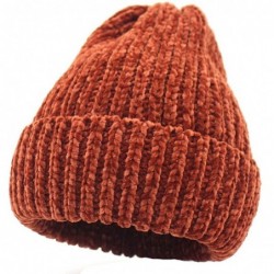 Skullies & Beanies Winter Chenille Chunky Stretchy Warm Ribbed Knit Beanie Hat - Caramel - CX18WCK2XI6 $21.34