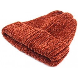 Skullies & Beanies Winter Chenille Chunky Stretchy Warm Ribbed Knit Beanie Hat - Caramel - CX18WCK2XI6 $15.25