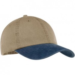 Baseball Caps Port & Company Men's Two Tone Pigment Dyed Cap - Khaki/Navy - C211QDRWR7P $18.90