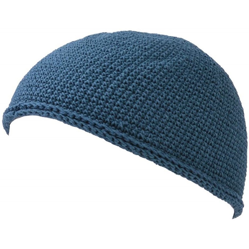 Skullies & Beanies Kufi Hat Mens Beanie - Cap for Men Cotton Hand Made 2 Sizes by Casualbox - Blue - CN18CA0TQ4U $23.79