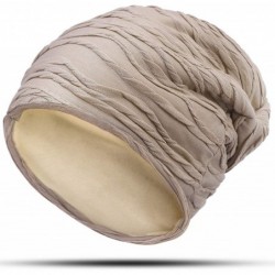 Skullies & Beanies Slouchy Beanie Hat for Men Women-Thin Summer Skull Cap- Warm- Soft Headwear-Black/Gray/Beige - Beige - C91...