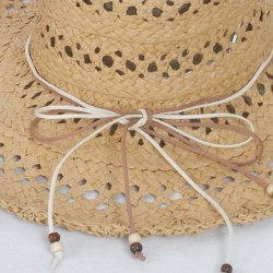Sun Hats Women Summer Packable Travel Beach Straw Hat - Hollow Woven Floppy Wide Brim Sun Cap - Tan - CS18H497YHZ $28.11