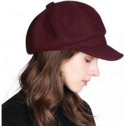 Newsboy Caps 2019 New Womens Visor Beret Newsboy Hat Cap for Ladies Merino Wool - 67145_wine Red - CR1962A9ZWK $34.57
